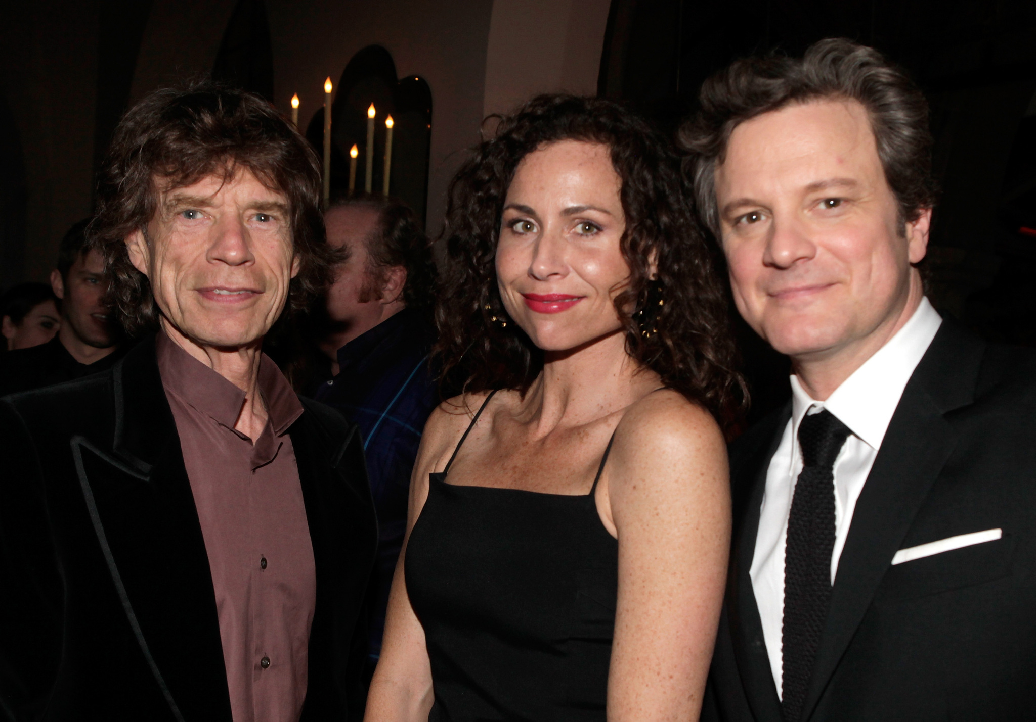 Colin Firth, Minnie Driver and Mick Jagger