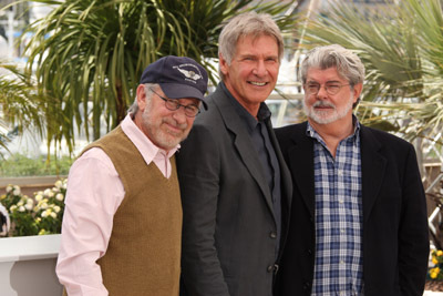 Harrison Ford, George Lucas and Steven Spielberg at event of Indiana Dzounsas ir kristolo kaukoles karalyste (2008)