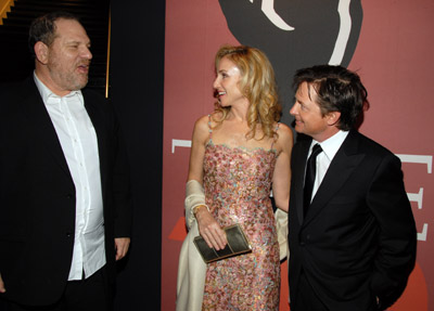 Michael J. Fox, Tracy Pollan and Harvey Weinstein
