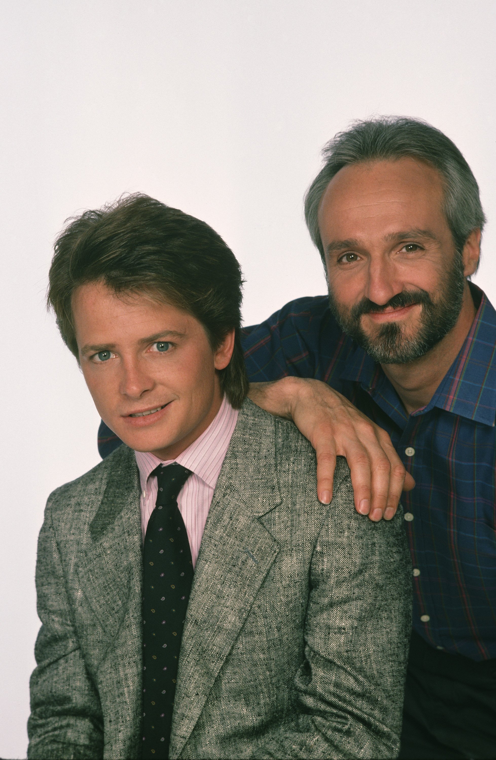 Still of Michael J. Fox and Michael Gross in Family Ties (1982)
