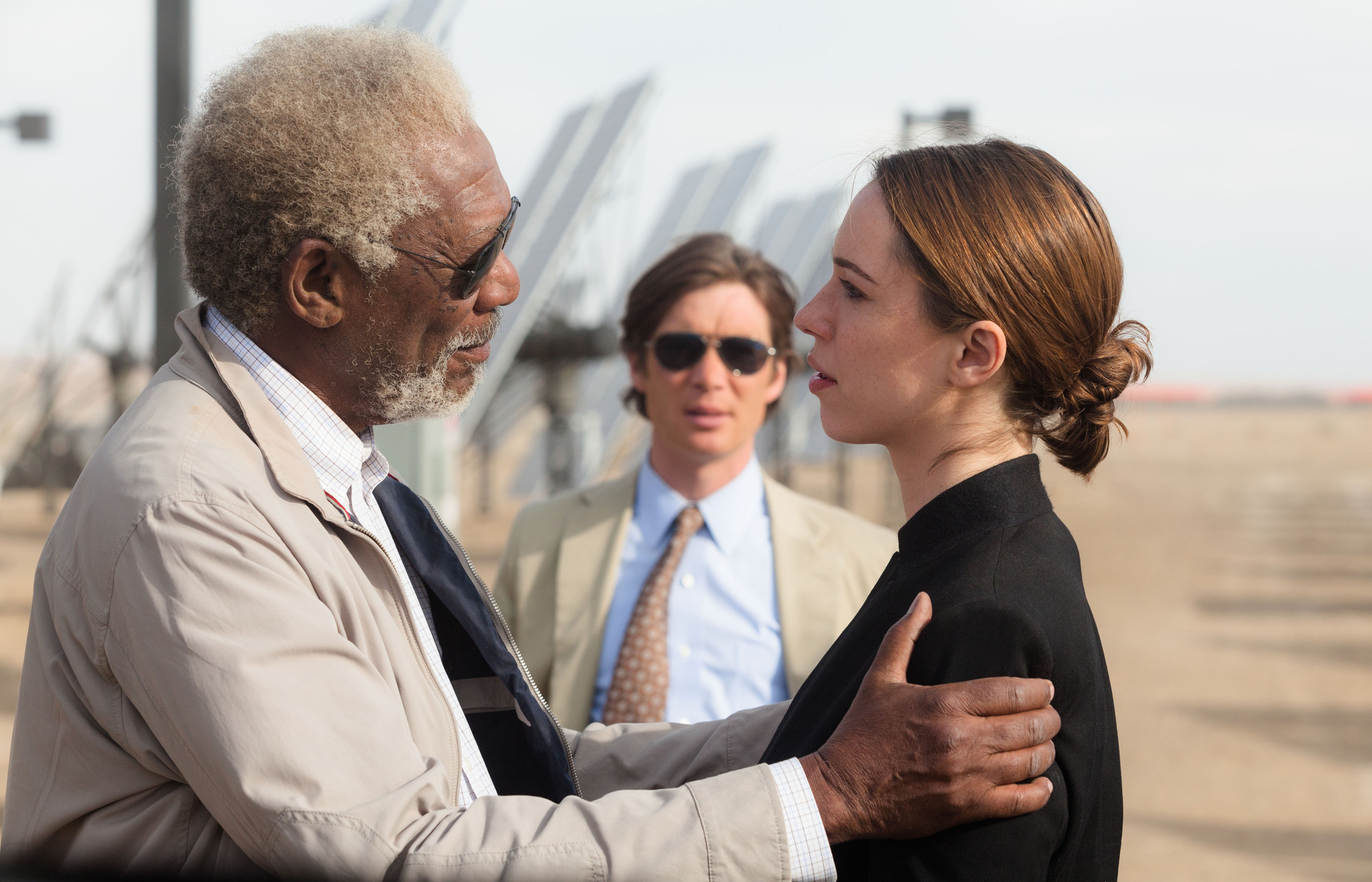 Still of Morgan Freeman, Rebecca Hall and Cillian Murphy in Viespatavimas (2014)