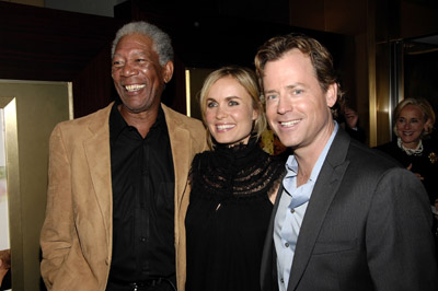 Morgan Freeman, Greg Kinnear and Radha Mitchell at event of Feast of Love (2007)
