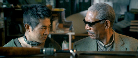 Jet Li (left) and Morgan Freeman (right) star in Louis Leterrier's UNLEASHED, a Rogue Pictures release.