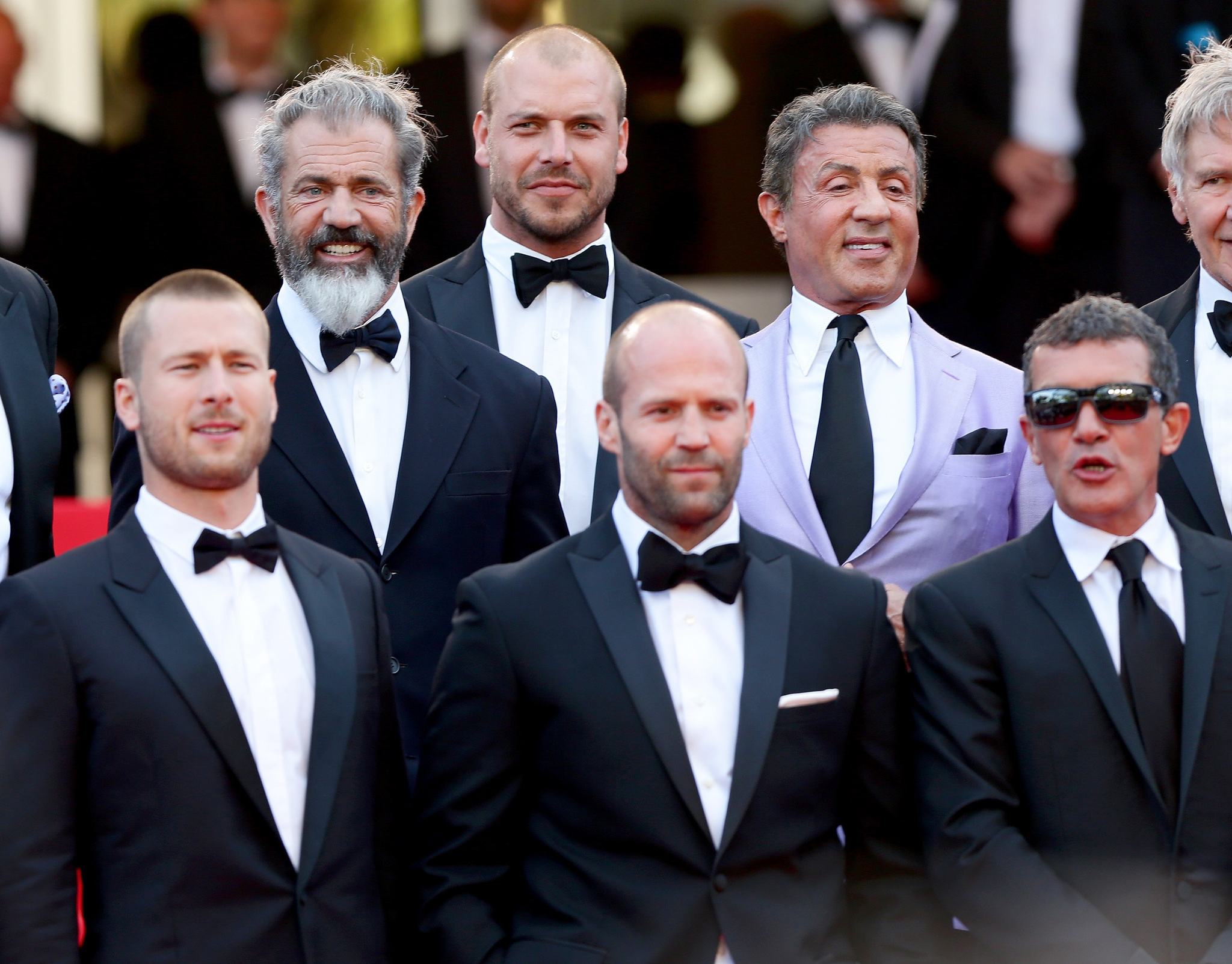 Antonio Banderas, Mel Gibson, Sylvester Stallone, Jason Statham, Patrick Hughes and Glen Powell