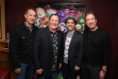 Tom Hanks, Tim Allen, John Lasseter and Lee Unkrich at event of Zaislu istorija 3 (2010)