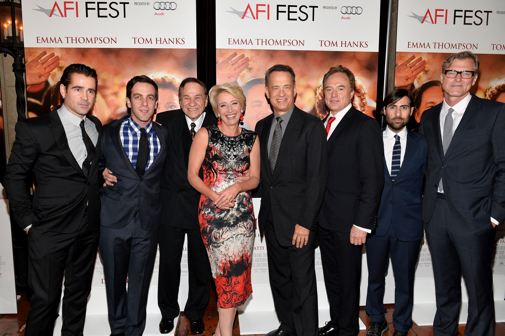 Tom Hanks, Emma Thompson, Jason Schwartzman, Colin Farrell, John Lee Hancock, Richard Sherman, Bradley Whitford and B.J. Novak at event of Isgelbeti pona Benksa (2013)