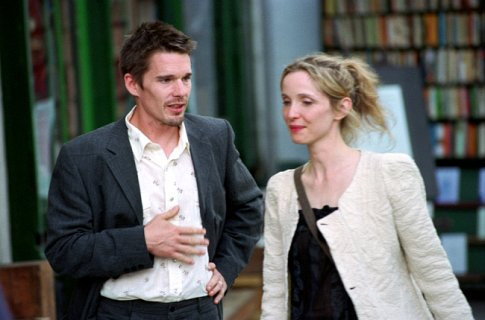 Still of Ethan Hawke and Julie Delpy in Pries saulelydi (2004)