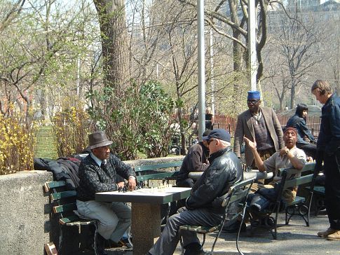 Anthony Hopkins playing chess on the set of 