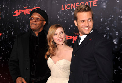 Samuel L. Jackson, Scarlett Johansson and Gabriel Macht at event of The Spirit (2008)