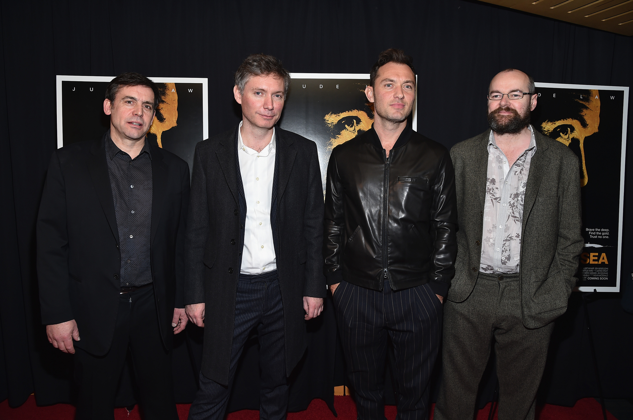 Jude Law, Kevin Macdonald, Charles Steel and Dennis Kelly at event of Black Sea (2014)