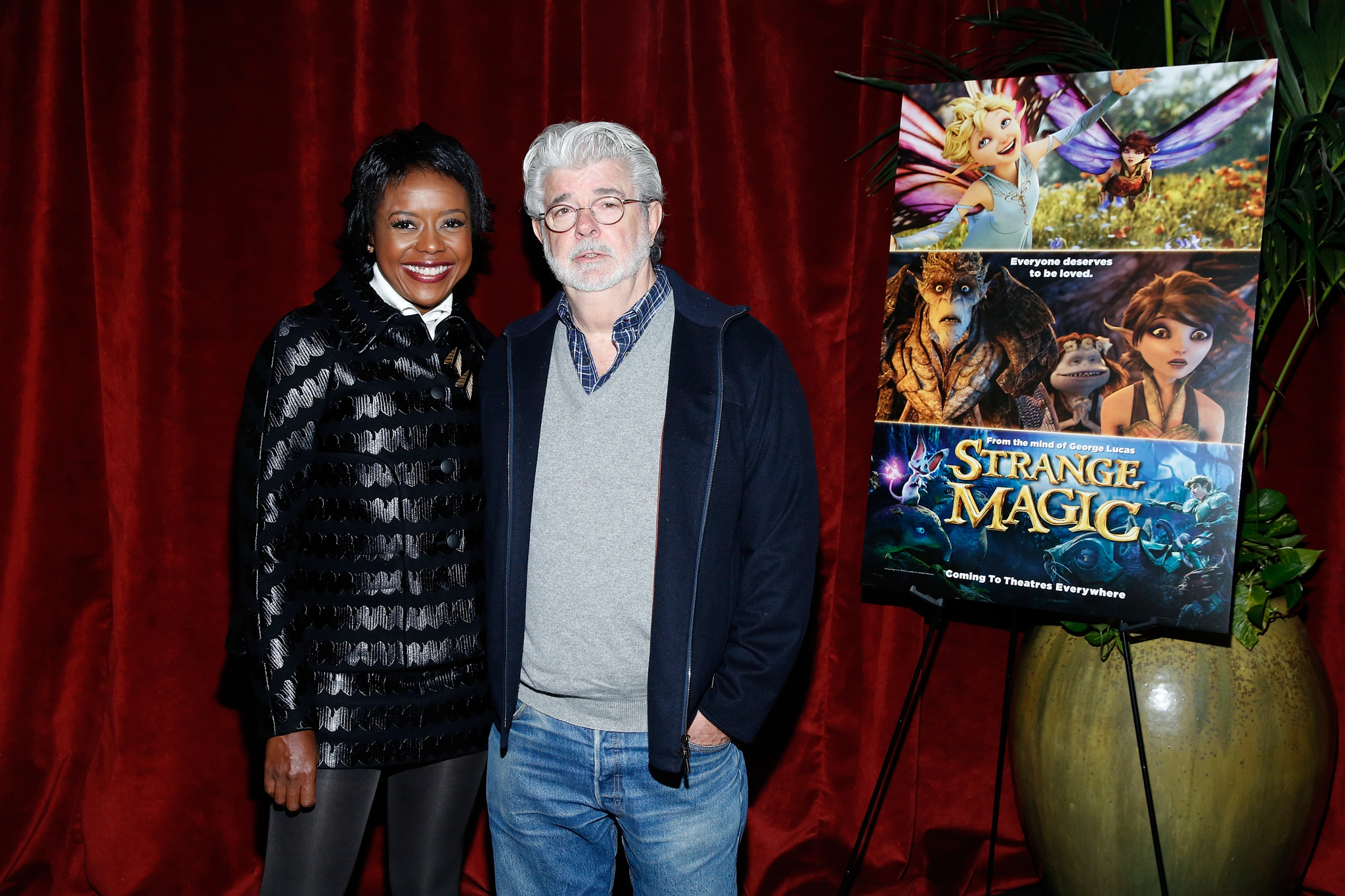 George Lucas and Mellody Hobson at event of Strange Magic (2015)