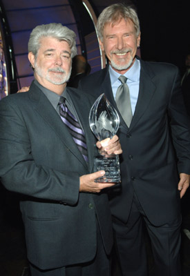 Harrison Ford and George Lucas