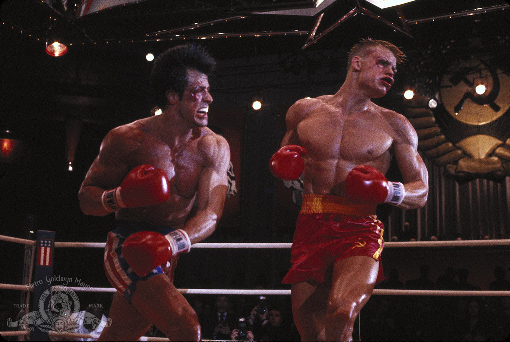 Still of Dolph Lundgren and Sylvester Stallone in Rocky IV (1985)