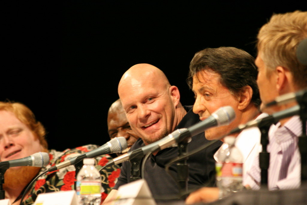 Dolph Lundgren, Sylvester Stallone, Harry Jay Knowles and Steve Austin