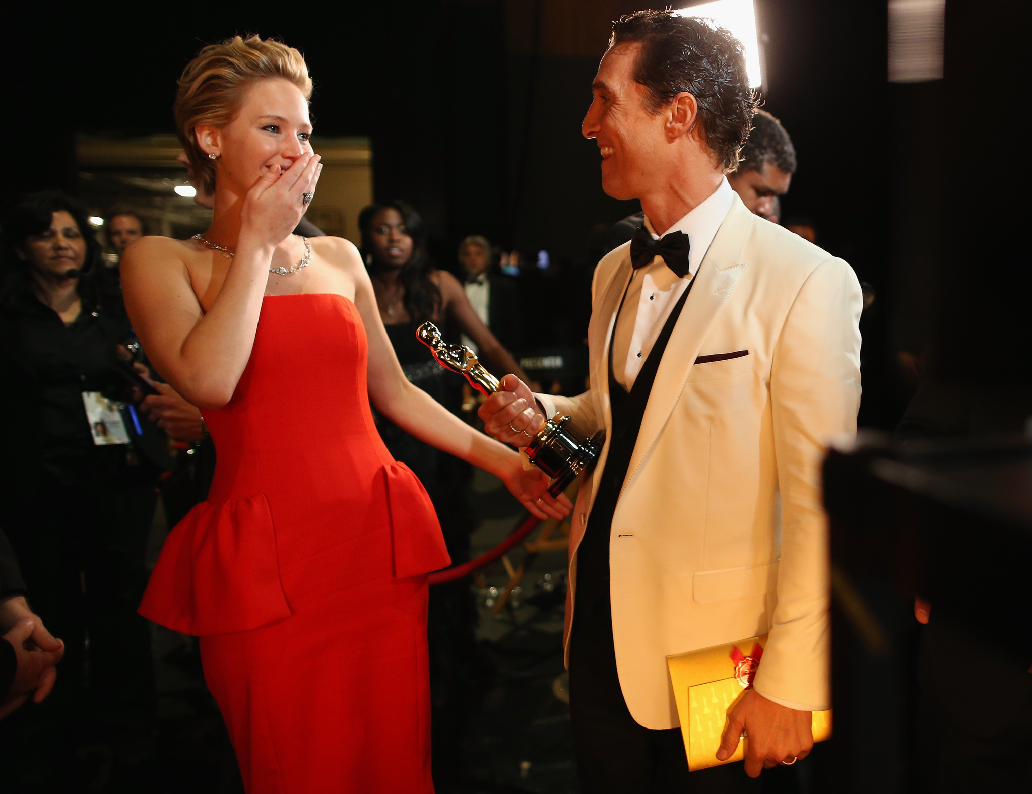 Matthew McConaughey and Jennifer Lawrence at event of The Oscars (2014)