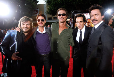 Tom Cruise, Matthew McConaughey, Robert Downey Jr., Ben Stiller and Jack Black at event of Griaustinis tropikuose (2008)