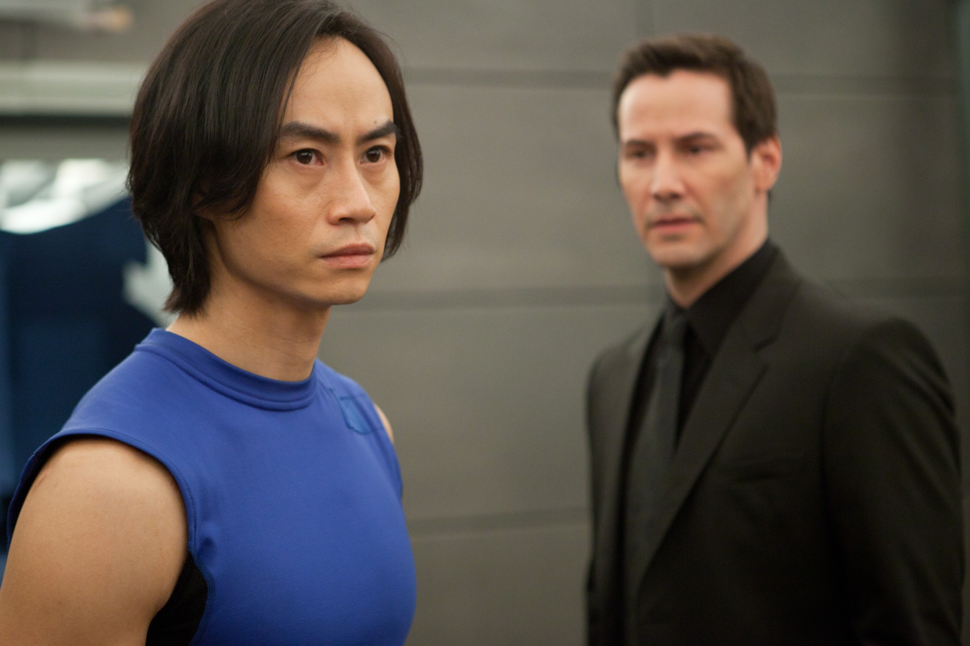 Still of Keanu Reeves and Tiger Hu Chen in Man of Tai Chi (2013)