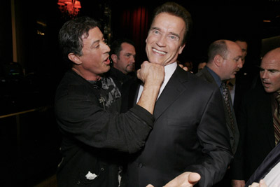 Arnold Schwarzenegger and Sylvester Stallone at event of Rambo (2008)