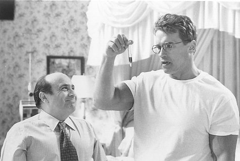 Still of Arnold Schwarzenegger and Danny DeVito in Junior (1994)