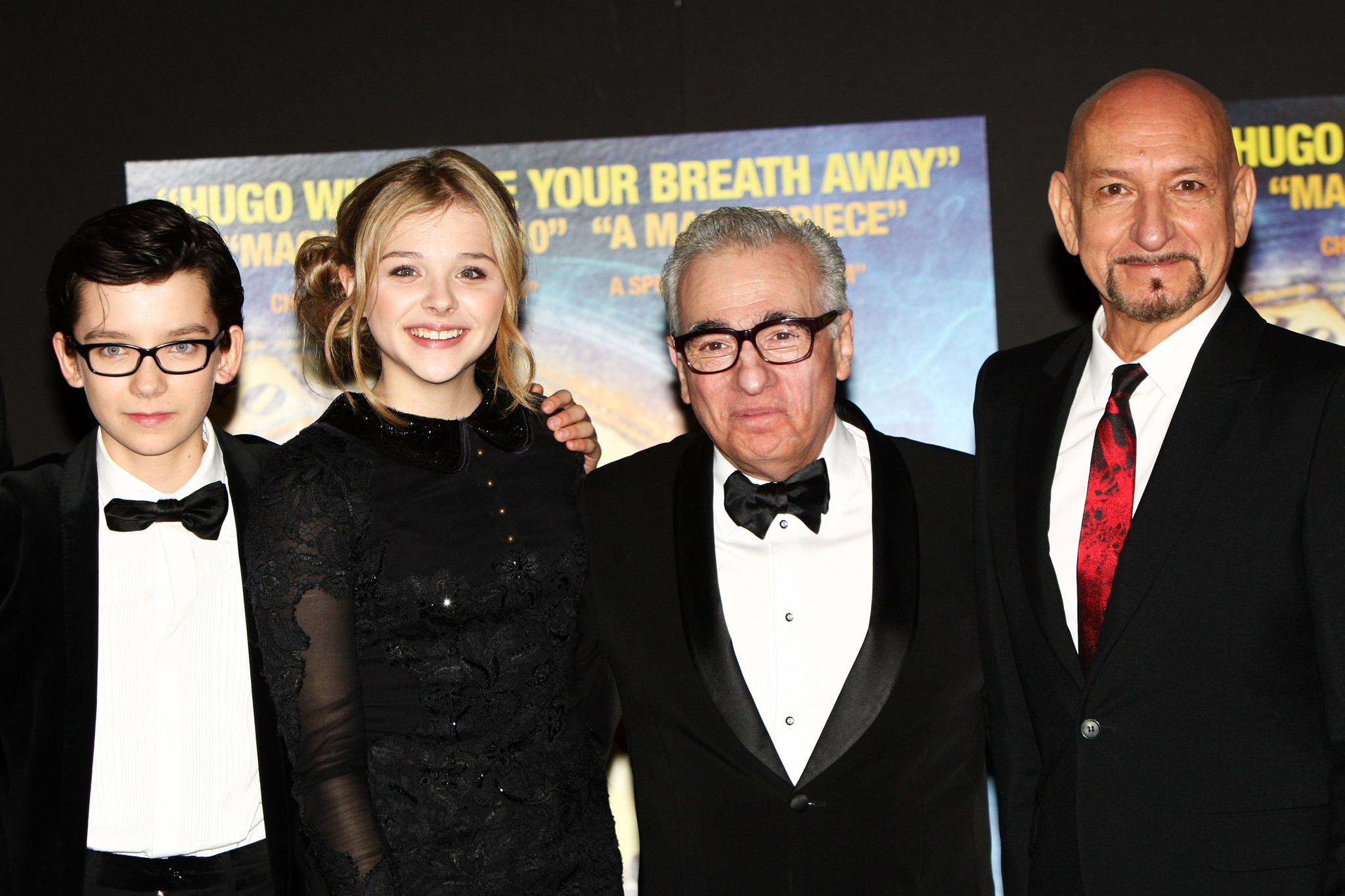 Martin Scorsese, Ben Kingsley, Chloë Grace Moretz and Asa Butterfield at event of Hugo isradimas (2011)