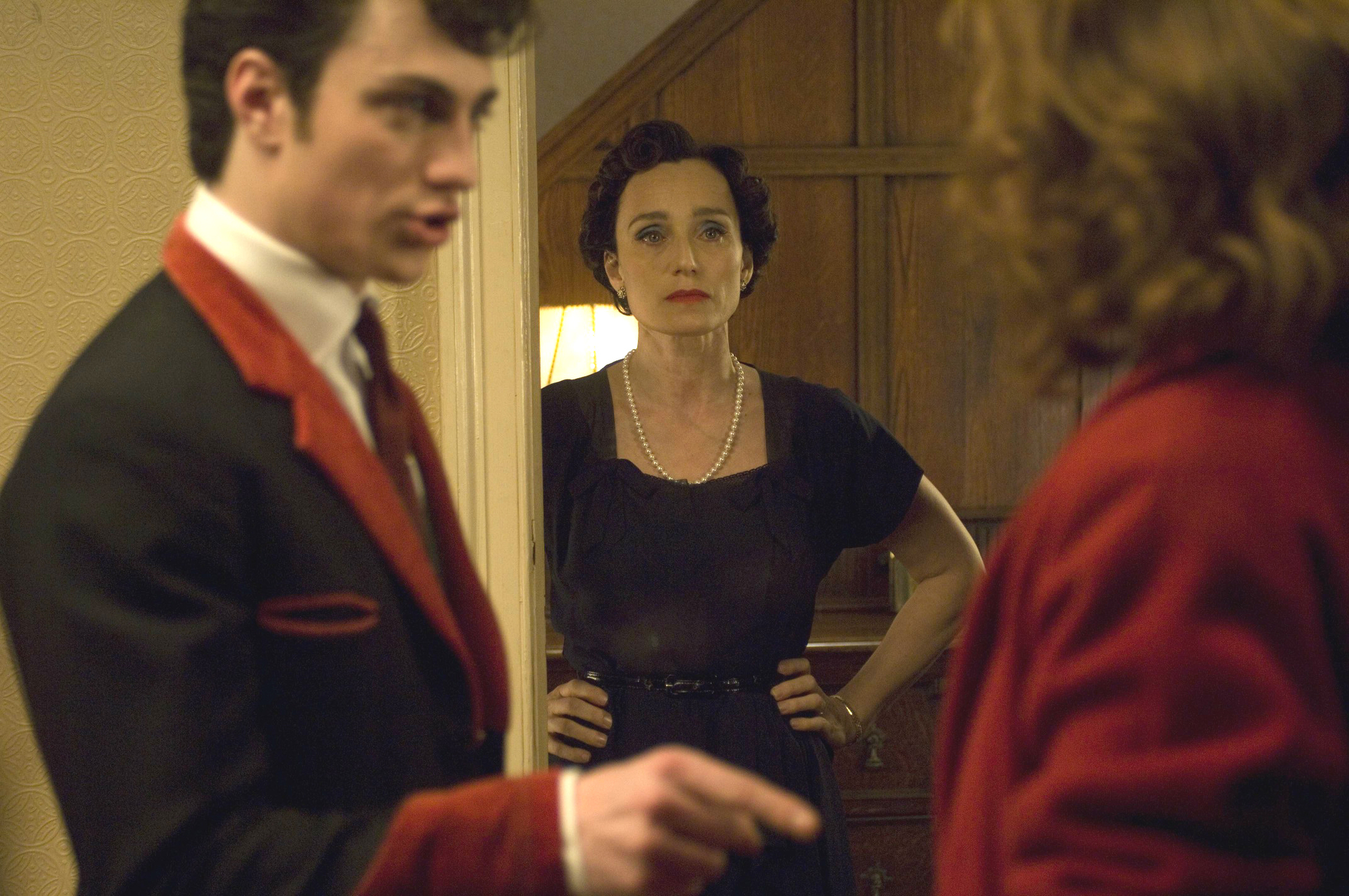 Still of Kristin Scott Thomas and Aaron Taylor-Johnson in Nowhere Boy (2009)