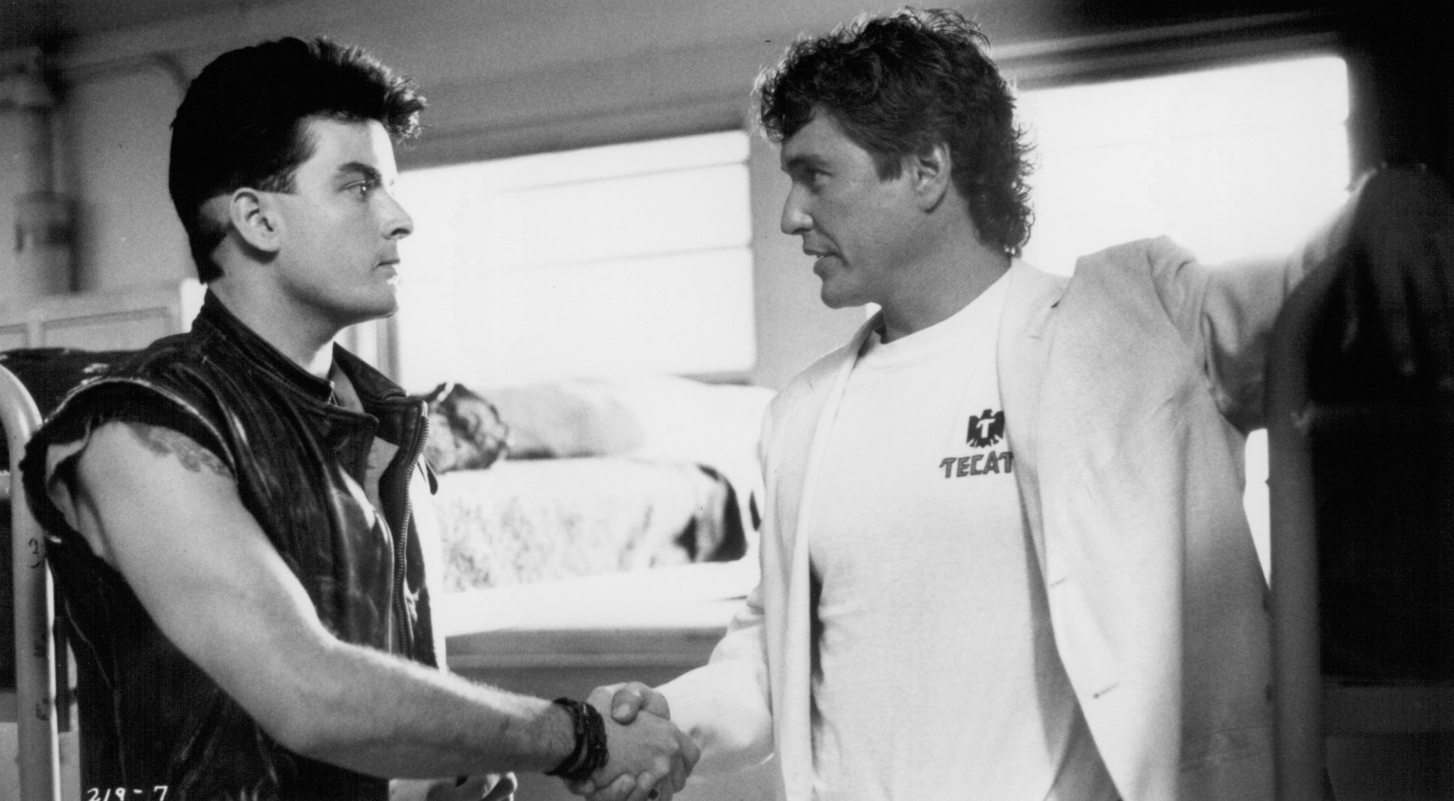 Still of Charlie Sheen and Tom Berenger in Major League (1989)