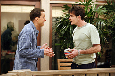 Still of Charlie Sheen and Jon Cryer in Two and a Half Men (2003)