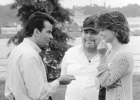 Linda Hamilton, Charlie Sheen and George P. Cosmatos in Shadow Conspiracy (1997)