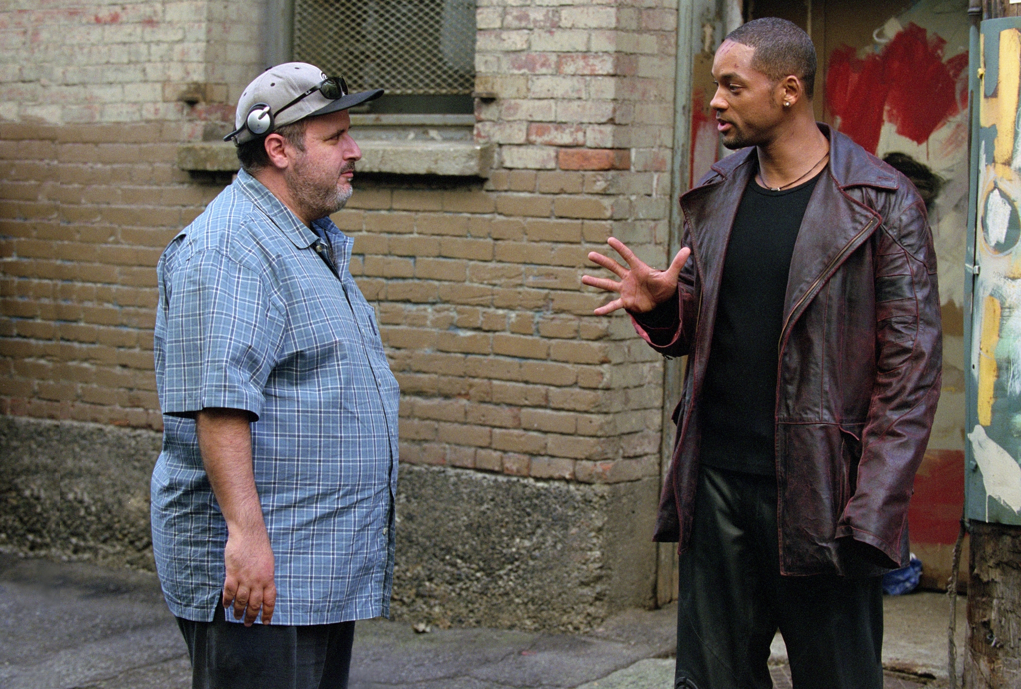 Still of Will Smith and Alex Proyas in I, Robot (2004)
