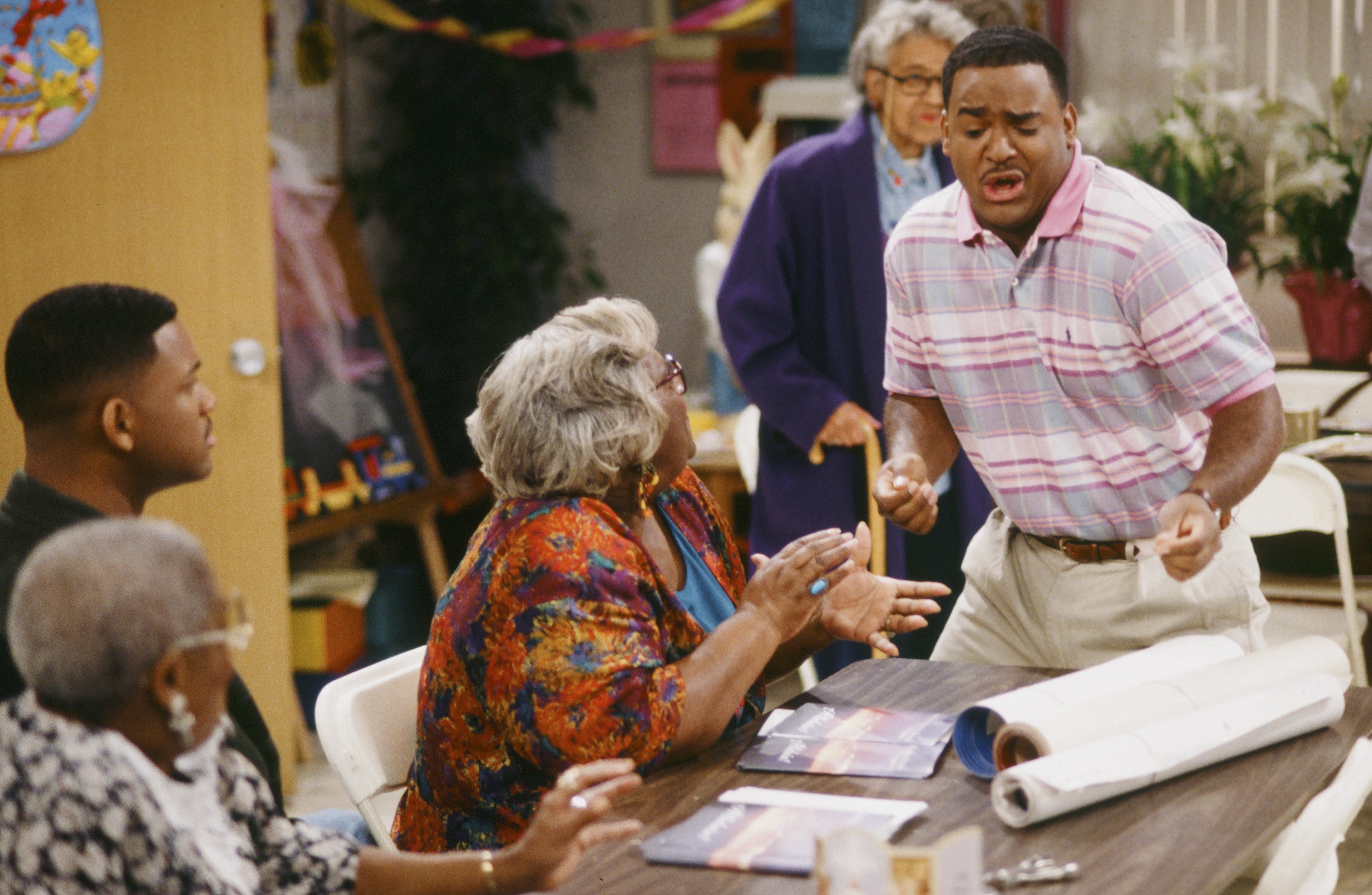 Still of Will Smith, Alfonso Ribeiro, Loretta Jean and Jeri Gray in The Fresh Prince of Bel-Air (1990)