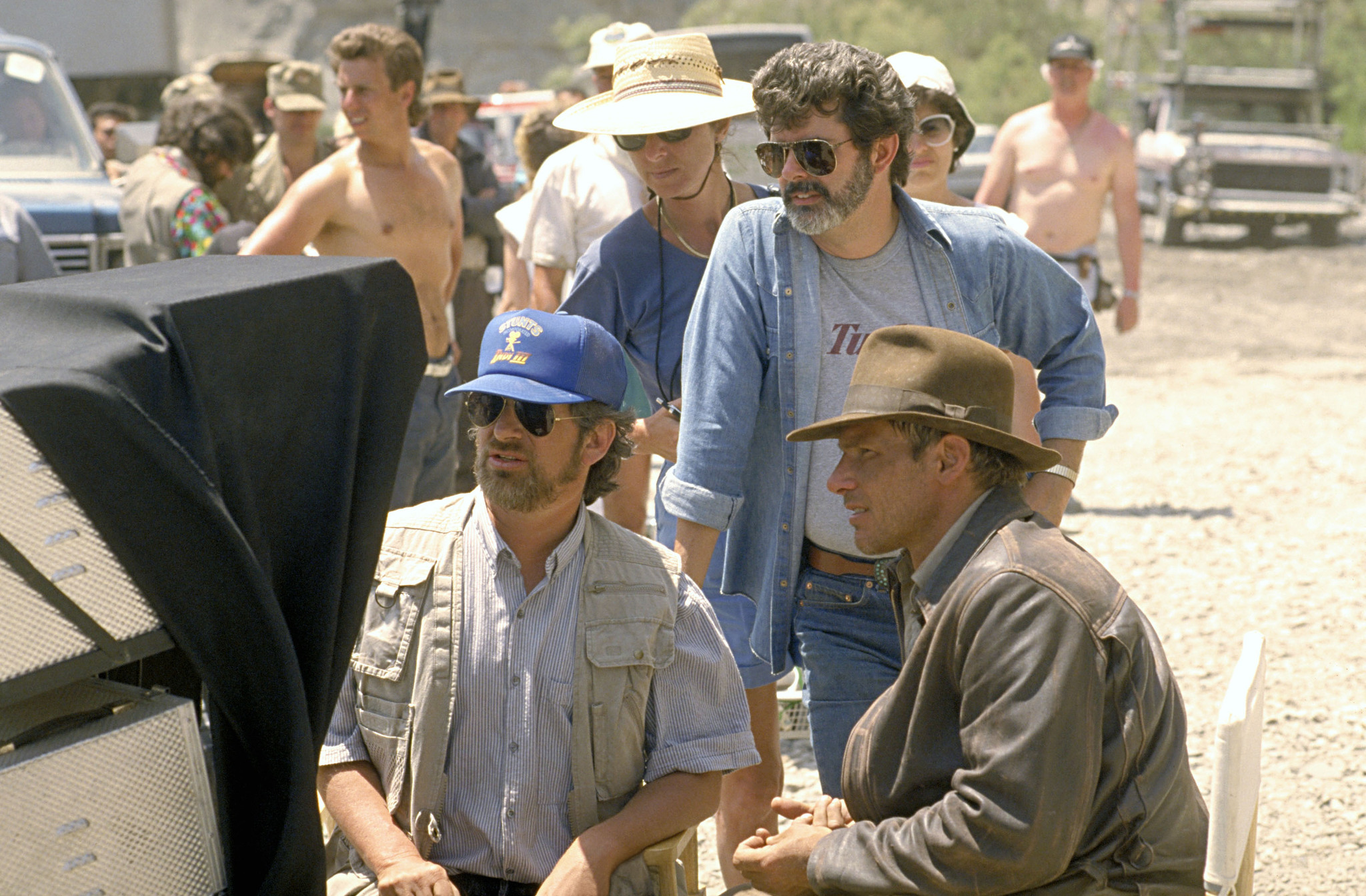 Harrison Ford, George Lucas and Steven Spielberg in Indiana Dzounsas ir paskutinis kryziaus zygis (1989)