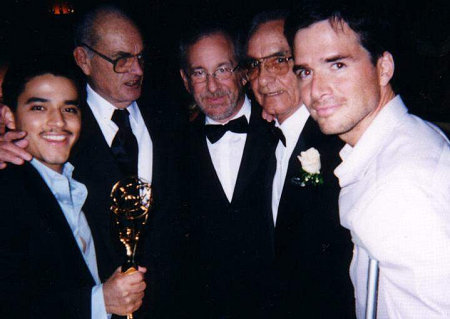 Matthew Settle with Steven Spielberg and others at the Emmy Awards
