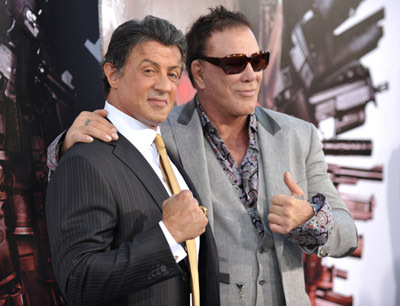 Sylvester Stallone and Mickey Rourke at event of The Expendables (2010)