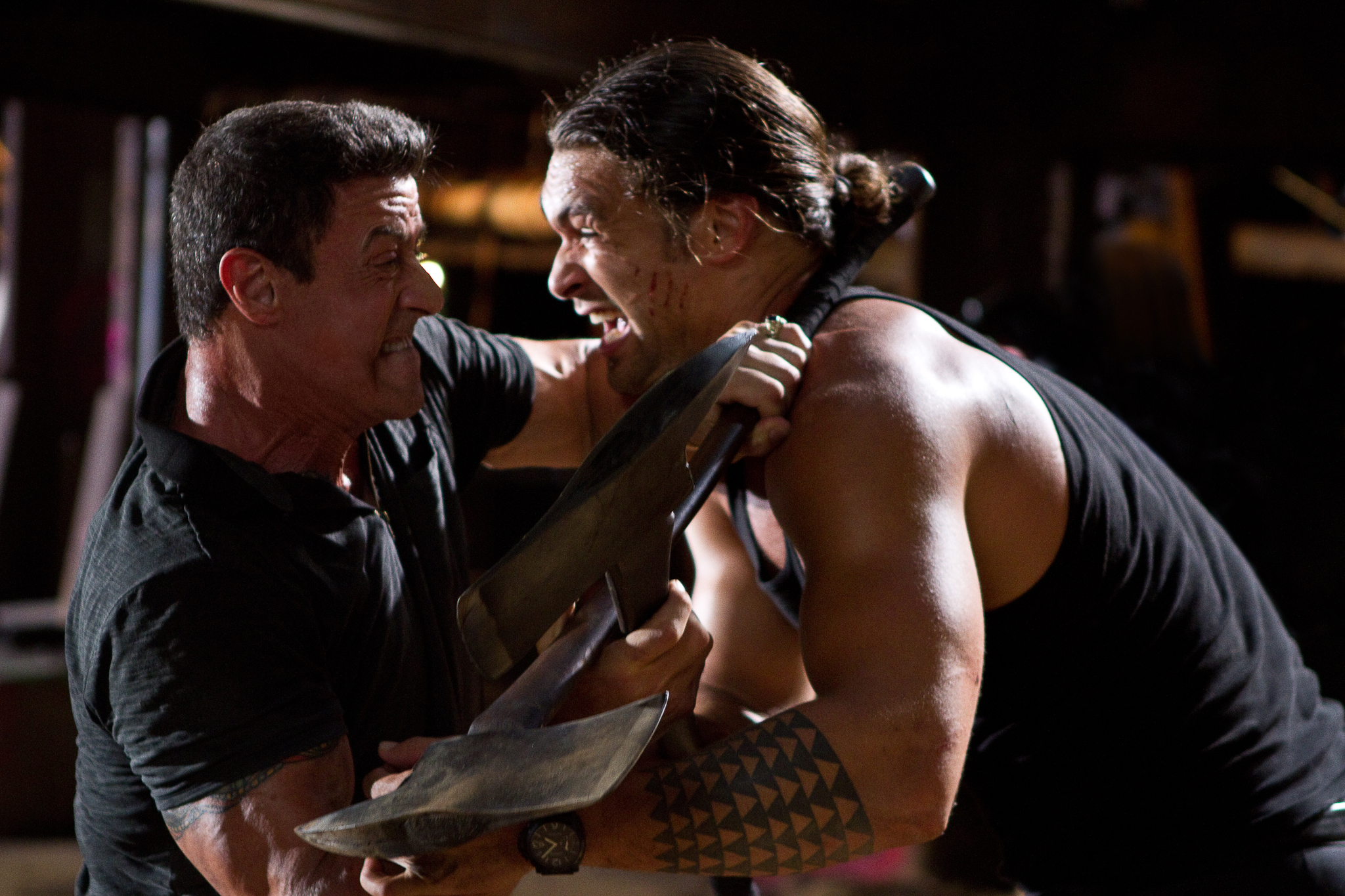 Still of Sylvester Stallone and Jason Momoa in Bullet to the Head (2012)