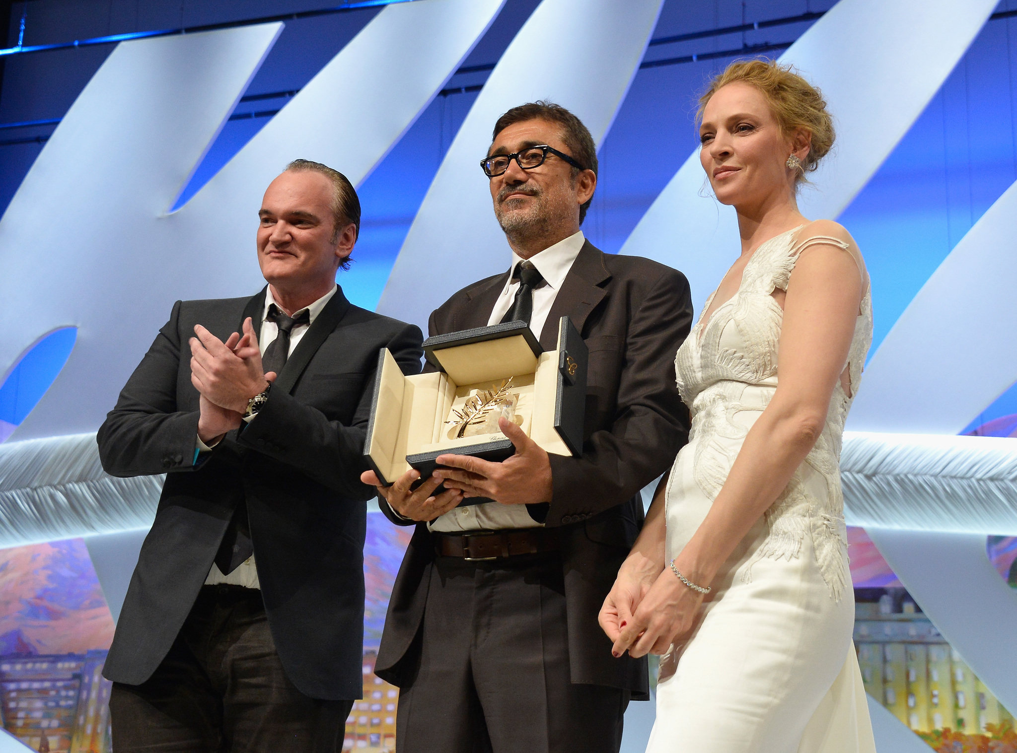 Quentin Tarantino, Uma Thurman and Nuri Bilge Ceylan at event of Kis uykusu (2014)