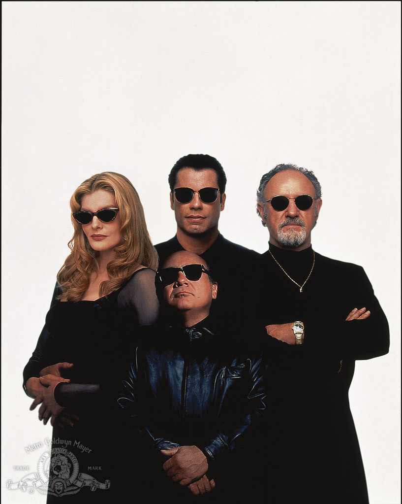 Still of John Travolta, Danny DeVito, Gene Hackman and Rene Russo in Get Shorty (1995)