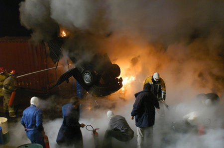 Tom Delmar Stunt Coordinator & 2nd Unit Director. A car cannon & exploding 2 man full burn successfully completed on location at the dockside in Cape town, South Africa on Philippe Martinezs. 'Wake of Death'.jpg