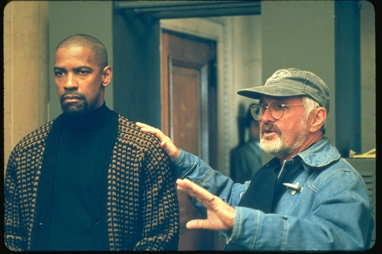 Denzel Washington on the set with director Norman Jewison