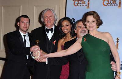 James Cameron, Sigourney Weaver, Zoe Saldana and Sam Worthington