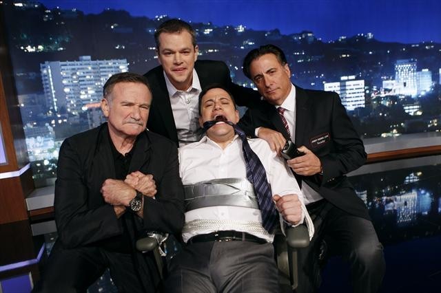 Still of Robin Williams, Matt Damon, Andy Garcia and Jimmy Kimmel in Jimmy Kimmel Live! (2003)
