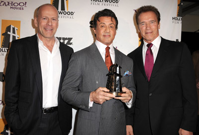 Arnold Schwarzenegger, Sylvester Stallone and Bruce Willis