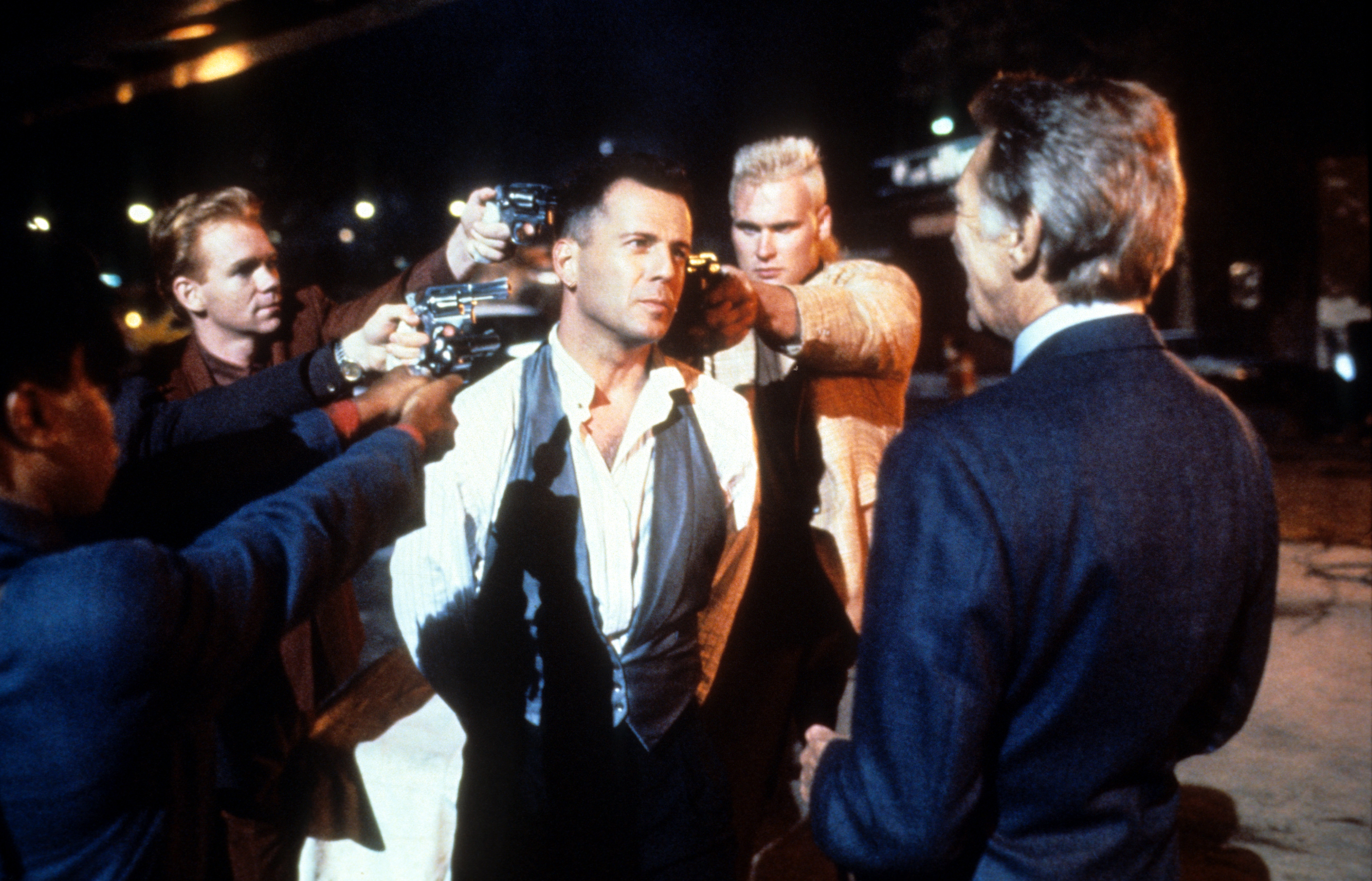 Still of Bruce Willis, David Caruso and James Coburn in Hudson Hawk (1991)