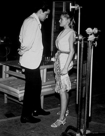 Elvis Presley and Ursula Andress on the set of 