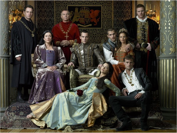 Gabrielle Anwar, Sam Neill, Jeremy Northam, Jonathan Rhys Meyers and Natalie Dormer in The Tudors (2007)