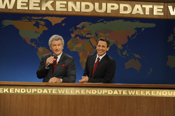 Still of Alec Baldwin and Seth Meyers in Saturday Night Live (1975)