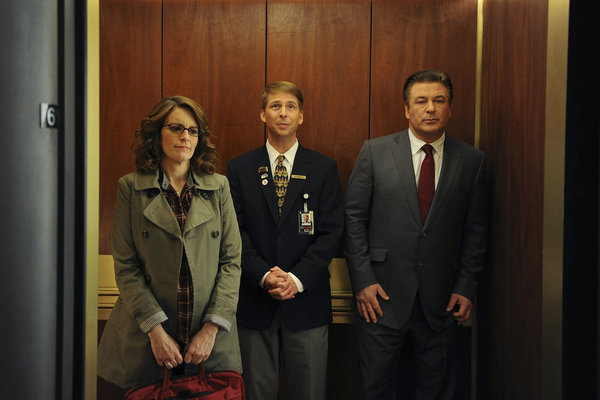 Still of Alec Baldwin, Tina Fey and Jack McBrayer in 30 Rock (2006)