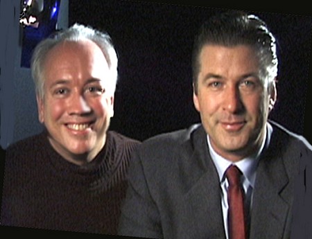 Director Rick McKay and cast member Alec Baldwin on the set of McKay's film 