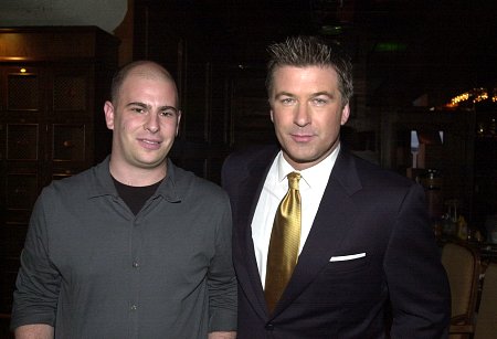 Brett Morrison with Alec Baldwin on the set of 