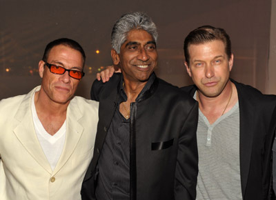(L-R) Actor Jean-Claude Van Damme, producer Ashok Amritraj and actor Stephen Baldwin attend the Variety Celebrates Ashok Amritraj event held at the Martini Terraza during the 63rd Annual International Cannes Film Festival on May 16, 2010 in Cannes, France.