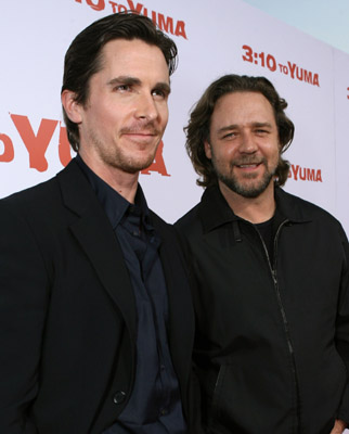 Russell Crowe and Christian Bale at event of Traukinys i Juma (2007)